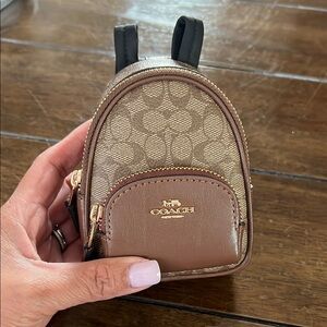 Coach Signature Brown Mini Backpack Keychain